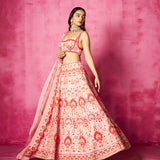 Light Pink Embroidered Sweetheart Blouse Bridal Lehenga Set