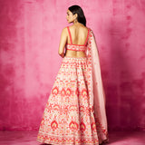 Light Pink Embroidered Sweetheart Blouse Bridal Lehenga Set