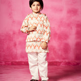 Printed Kurta with matching waistcoat and narrow pants