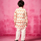 Printed Kurta with matching waistcoat and narrow pants