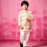 Printed Kurta with matching waistcoat and narrow pants