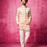 Printed Kurta with matching waistcoat and narrow pants