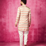 Printed Kurta with matching waistcoat and narrow pants