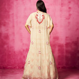 Ivory Georgette Abstract Print Lehenga Set with Throw Jacket