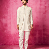 Ivory Embroidered Jacket with matching kurta and pants