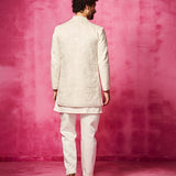 Ivory Embroidered Jacket with matching kurta and pants