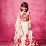 Ivory embroidered lehenga choli and dupatta