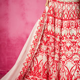 Ivory Embroidered  V Neck Bridal Lehenga Set