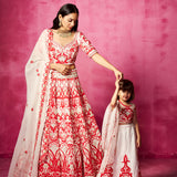 Rhythmic Revelry - Ivory Embroidery Mother - Daughter Set