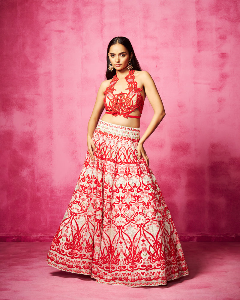 Ivory embroidered lehenga and top