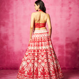 Embroidered Halter Crop Top and Ivory Lehenga Set