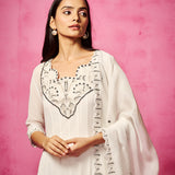 Ivory Georgette Embroidered Anarkali Churidar Set