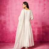 Ivory Georgette Embroidered Anarkali Churidar Set