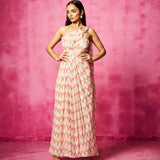 Abstract Print Pre-Draped Saree Gown