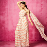 Abstract Print Pre-Draped Saree Gown