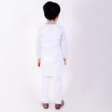 Ivory Embroidery Cutwork Placket And Collar Kurta Set