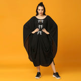 Black Hand Embroidered Pre-draped Kaftan Dress