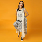 Black and White Fish Print Kurta Set