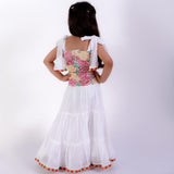 Ivory Embroidery Bloom Tiered Lehenga With Blouse