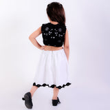 Ivory and Black Embroidery Cutwork Blossom Dress