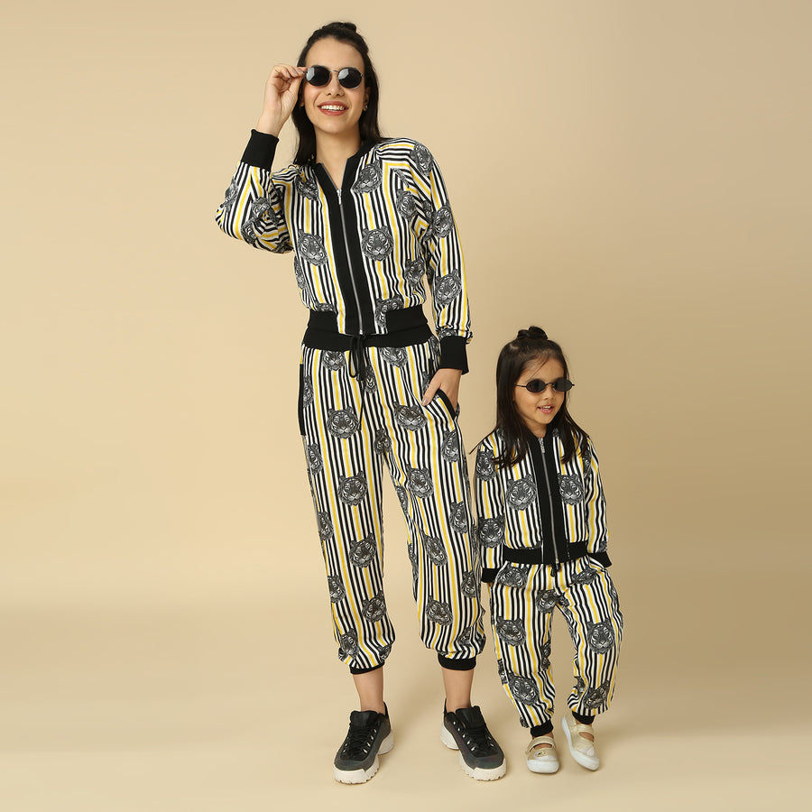 Tiger Print Jogger Pants with Matching Jacket Mother - Daughter Set