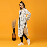 Black and White Bird Print Kurta