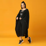 Black Hand Embroidered Pre-draped Kaftan Dress