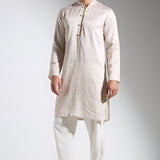 Cube Print Satin Linen Kurta