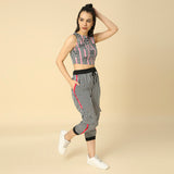 Striped Tiger Print Crop Top & Pant Set