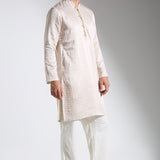 Cube Print Satin Linen Kurta