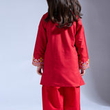 Red Silk Embroidered Co-ord Set