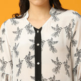 Black and White Bird Print Kurta