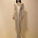 Gold Lycra Draped Gown