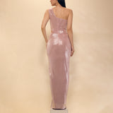 Pink Lycra Draped Gown