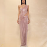 Pink Lycra Draped Gown