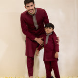 Sindhuja - Maroon Sherwani Father & Son Set