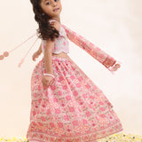 Printed Lehenga Set with Embroidered Choli and Dupatta