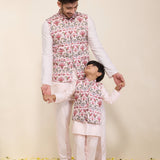 Sindhuja - Light Pink Kurta Set and Printed Jacket, Father & Son Set