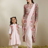 Sindhuja - Pre-Draped Saree & Kurta Set with Jacket, Mother & Daughter Set