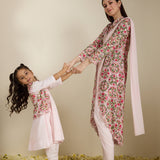 Sindhuja - Pre-Draped Saree & Kurta Set with Jacket, Mother & Daughter Set