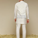Ivory Kurta Set with Hand-Embroidered Bandhgala Jacket