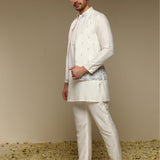 Ivory Kurta Set with Hand-Embroidered Bandhgala Jacket