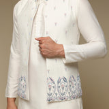 Ivory Kurta Set with Hand-Embroidered Bandhgala Jacket
