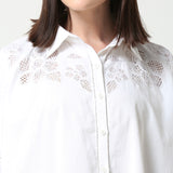 Ivory White Cotton Linen Collared Cutwork Kaftan Shirt