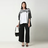 Black and White Floral Patchwork Embroidered Kaftan