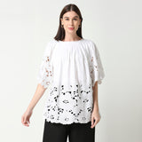 Ivory White Round Floral Cutwork Tunic