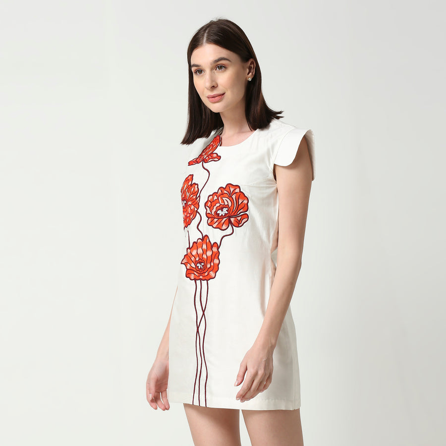 Mini Dress with floral Embroidery