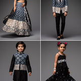 Charcoal Black Occasion Wear Family Set