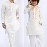 Embroidered Ivory Kurta teamed with matching narrow pants- Father-Son Set