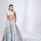 Grey Fairytale Lehenga with Bralette blouse and Dupatta